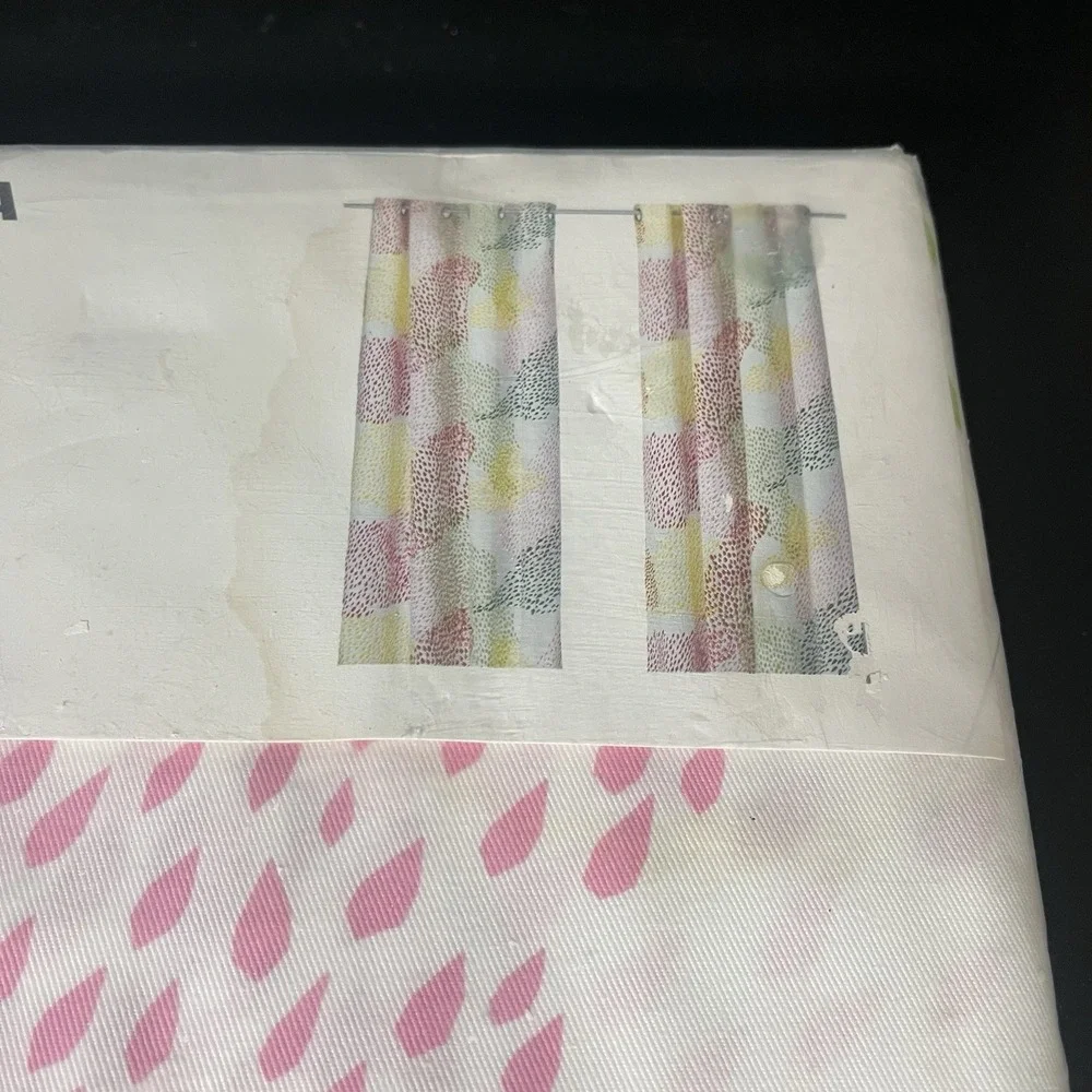 IKEA Murgrona Curtains 1 Pair 57x98 Pink Yellow Green Abstract Grommet